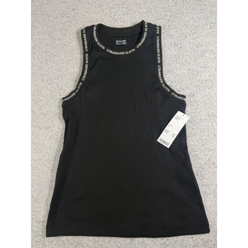 Standard Cloth Urban Outfitters Black Ribbed Logo Trim Tank Top Mens Medium NWT